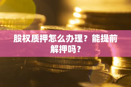 北京股权质押怎么办理？能提前解押吗？